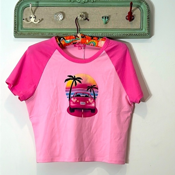 Brand New Sugar thrillz Y2K Barbie 2hot4u baby tee bubble gum pink plus size 1X - Picture 1 of 5